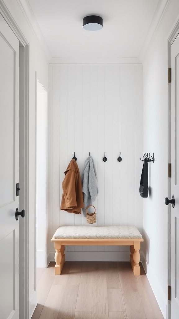 Um banco de jardim rústico feito de tábuas e ripas.