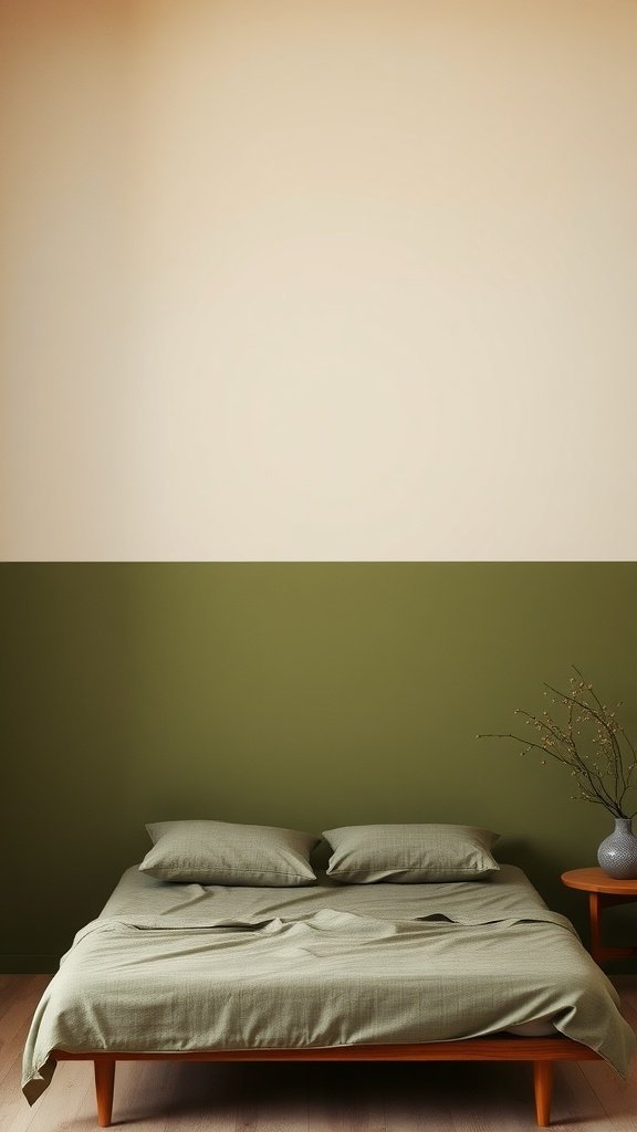 Uma parede simples e aconchegante em dois tons de terra.