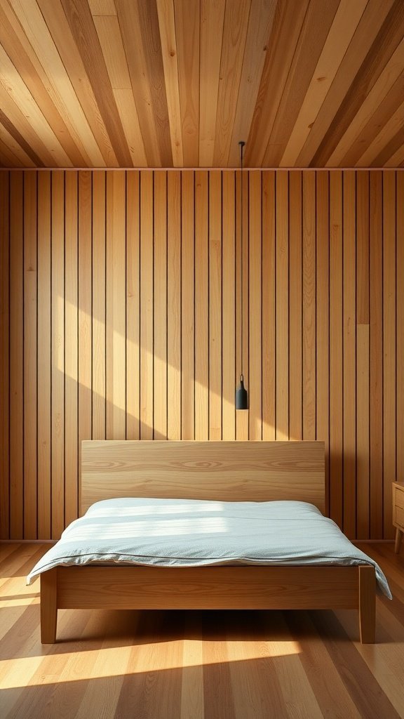 Uma parede de ripas de madeira em um ambiente de jardim