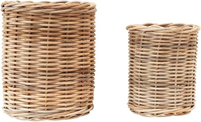 Click for more info about Creative Co-Op Hand-Woven Wicker Container, Natural, Set of 2 Basket, 2