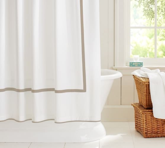 Click for more info about Morgan Banded Organic Shower Curtain