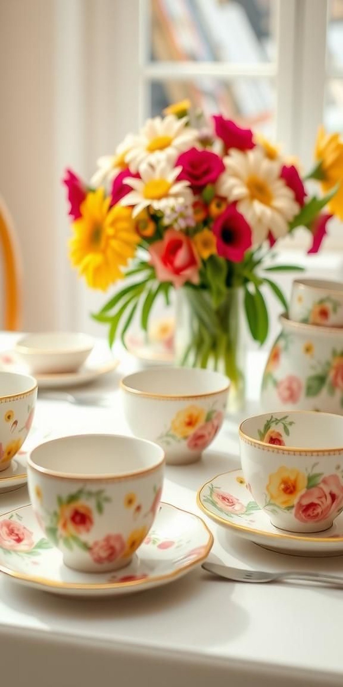 Vaisselle Florale Pour Une Table De Printemps Joyeuse