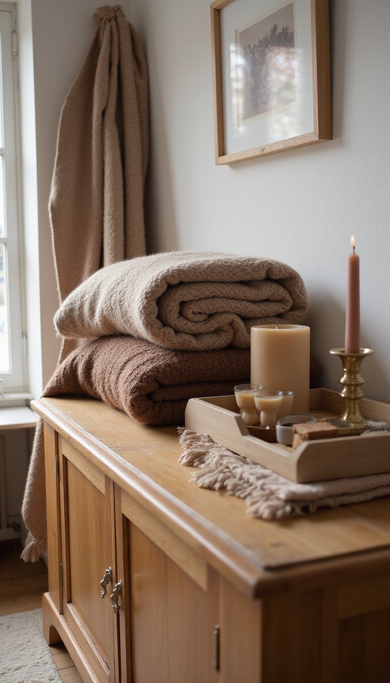 Capas De Textil Sobre Aparador Para Invierno Cálido