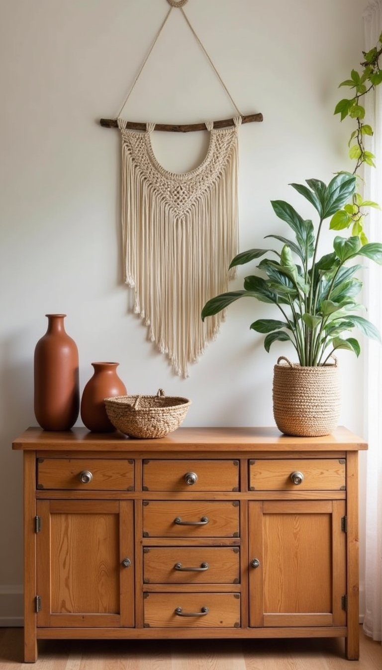 Composición Bohemia Sobre Aparador De Madera