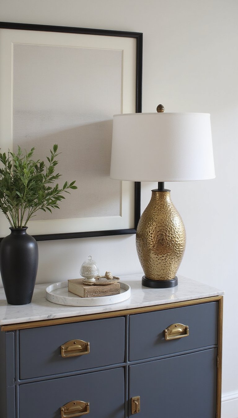 Toque Glam Con Objetos Dorados Y Mármol Sutil