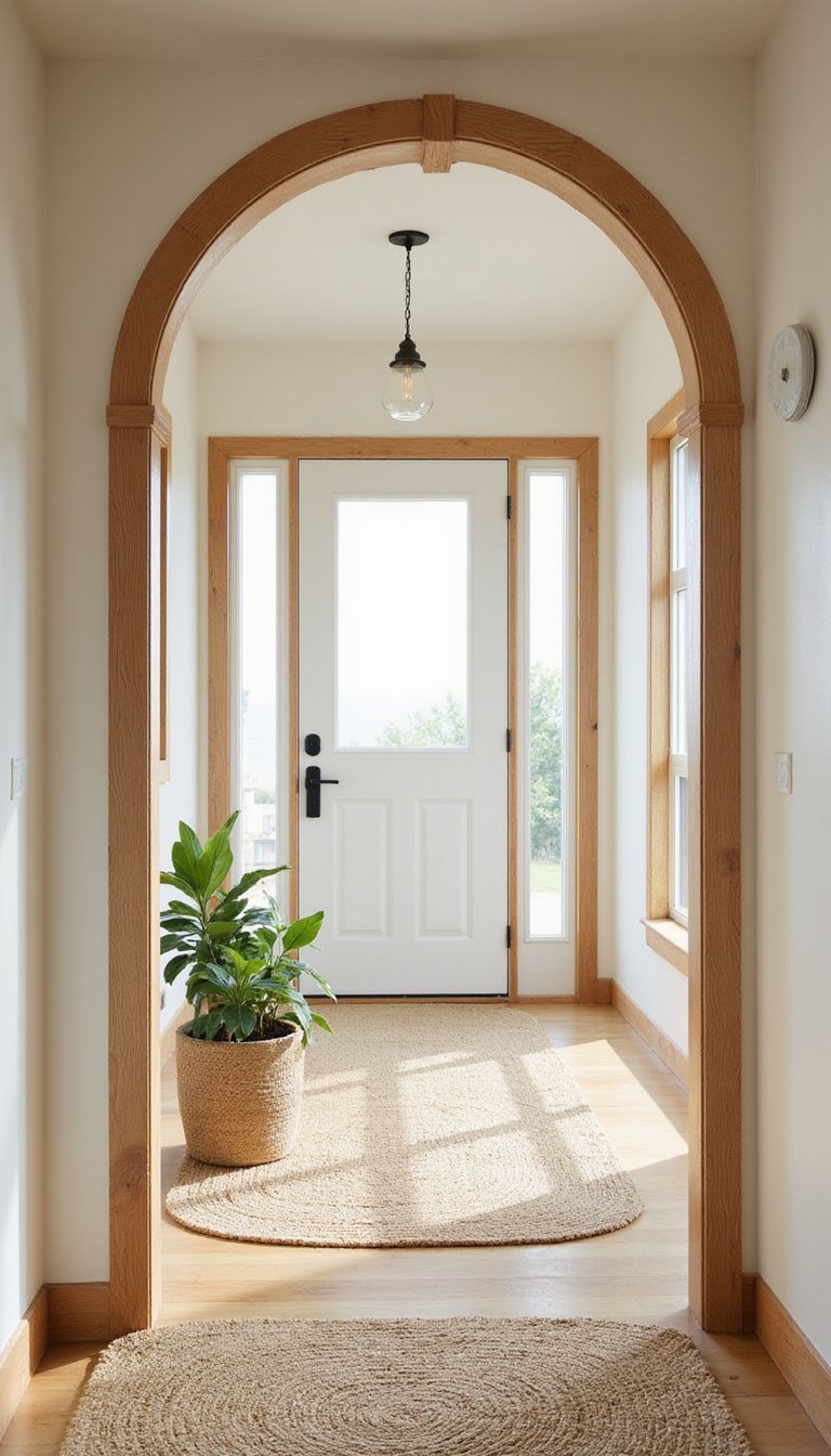 Arco De Entrada Con Yeso Curvo Y Madera