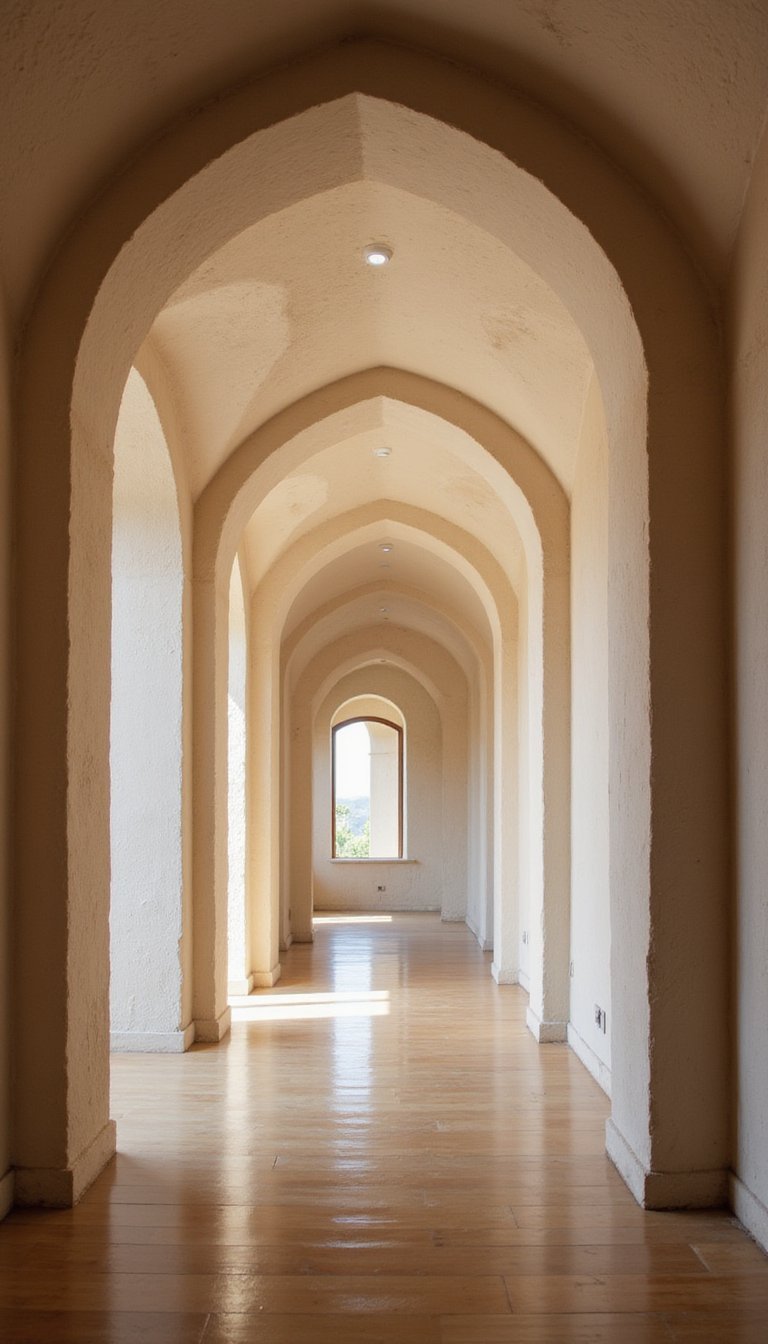 Pasillo Con Arcos Repetidos Y Luz Suave