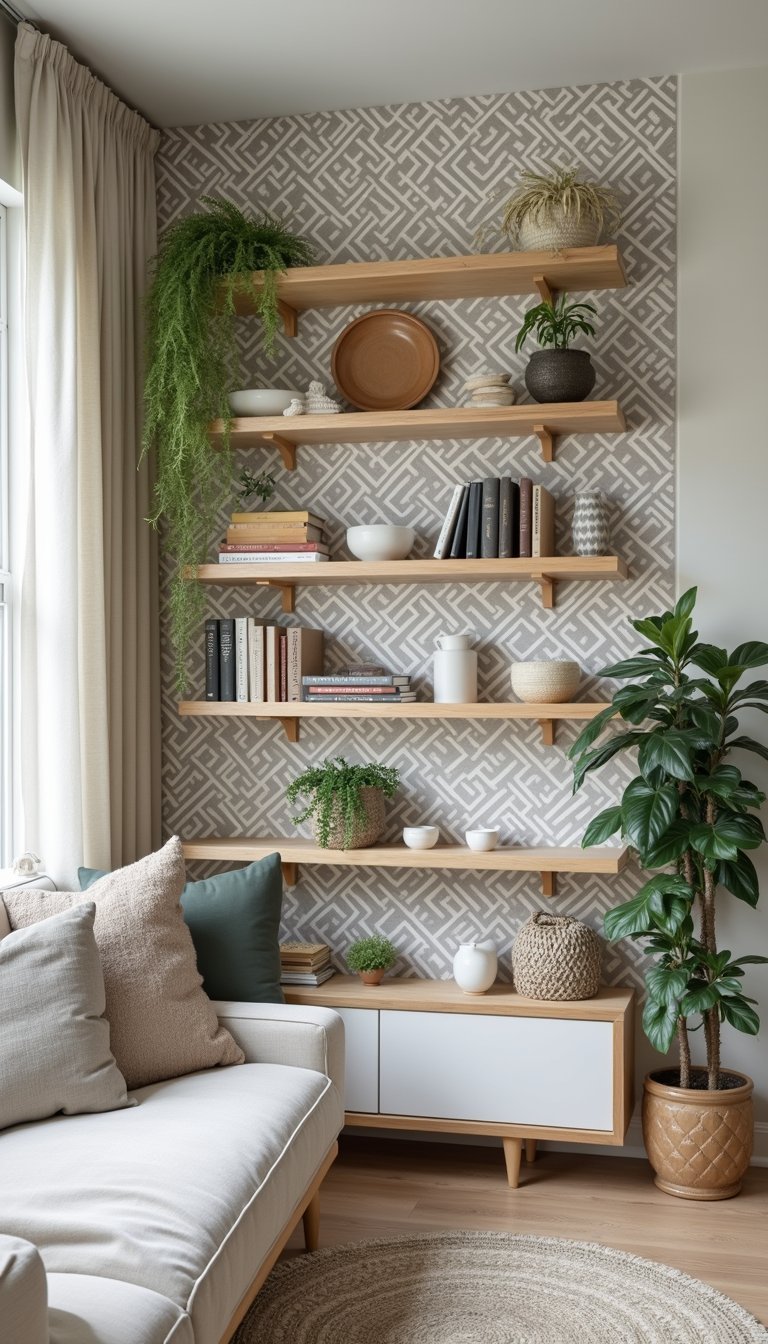 Wallpapered Cabinet Backdrop For Subtle Statement