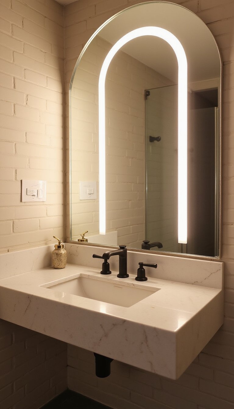 Espejo Arqueado Con Iluminación Trasera Suave