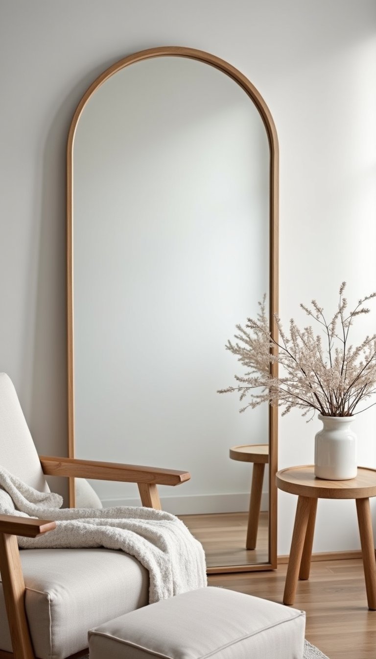 Espejo Arqueado Con Marco Blanco Para Espacios Nórdicos