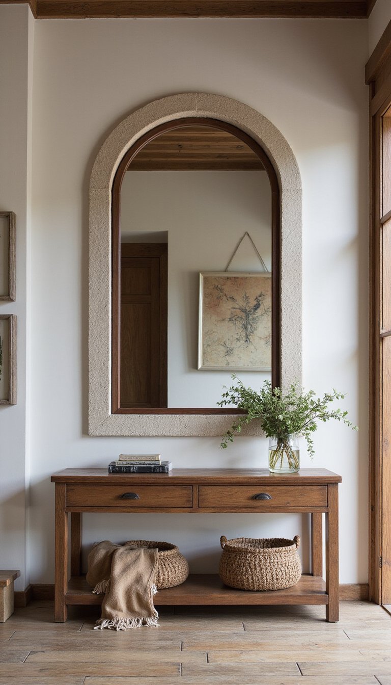 Espejo Arqueado Con Marco De Piedra Para Look Orgánico