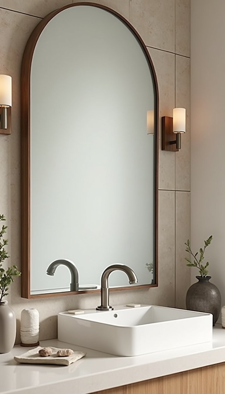 Espejo Arqueado Con Vidrio Esmerilado Para Intimidad