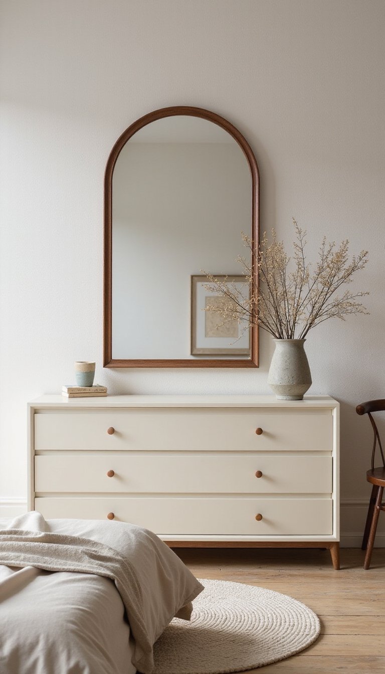 Espejo Arqueado Sobre Cómoda De Dormitorio Estilizada