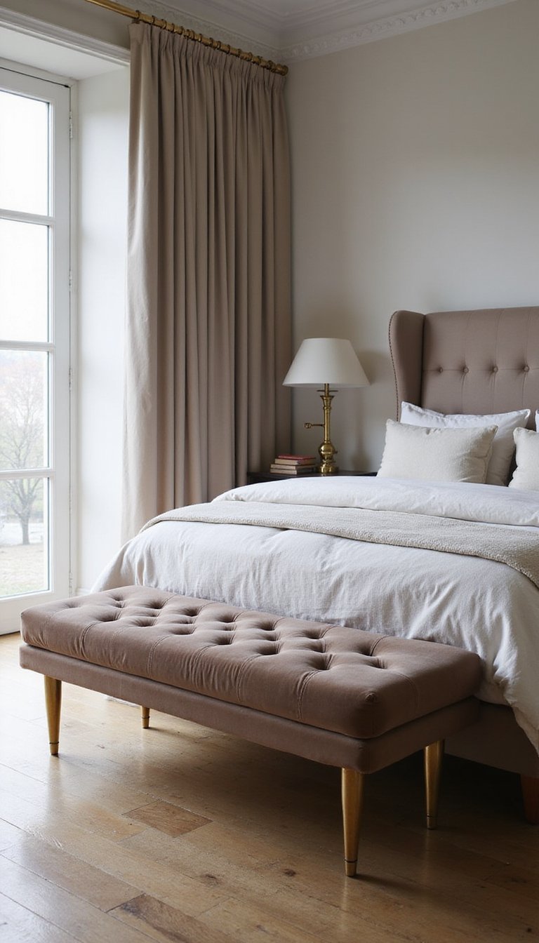 Banco Capitoneado Para El Pie De Cama