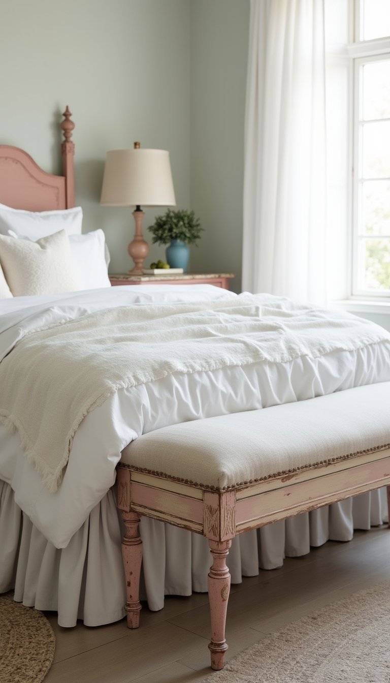 Banco Estilo Vintage Pintado En Pasteles