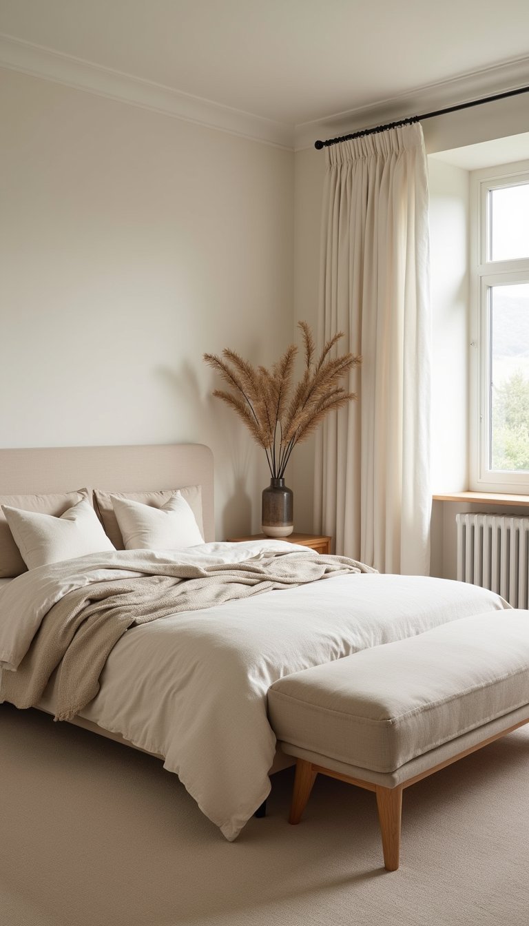 Banco Tapizado De Lino Para Estilo Natural