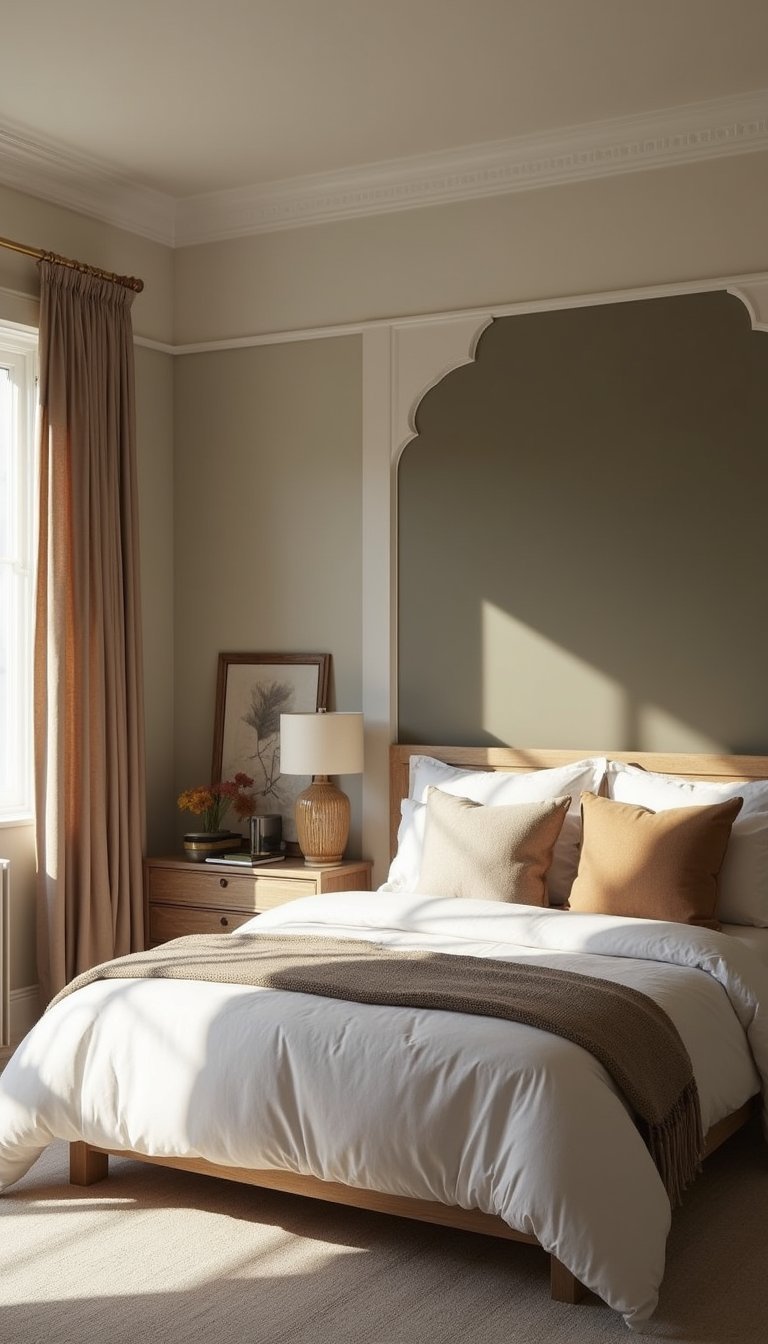 Dormitorio Con Dos Tonos De Cal Apagada Y Textura