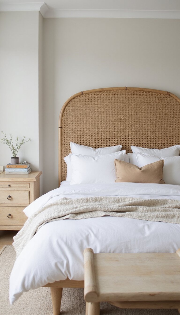 Cabecero Con Rejilla Trenzada Y Acabado Natural Suave