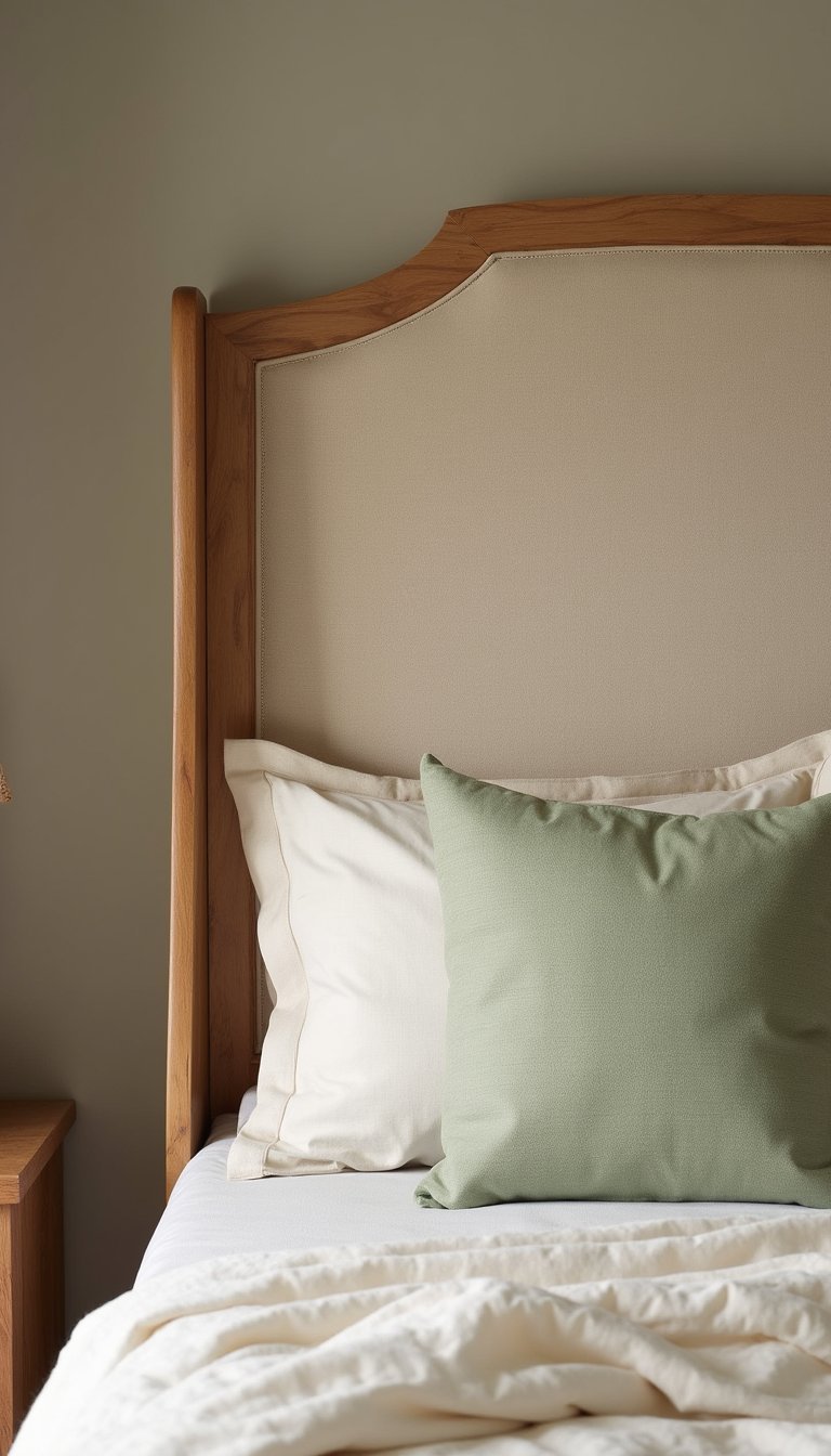 Cabecero Curvo De Madera Y Tapizado Neutro