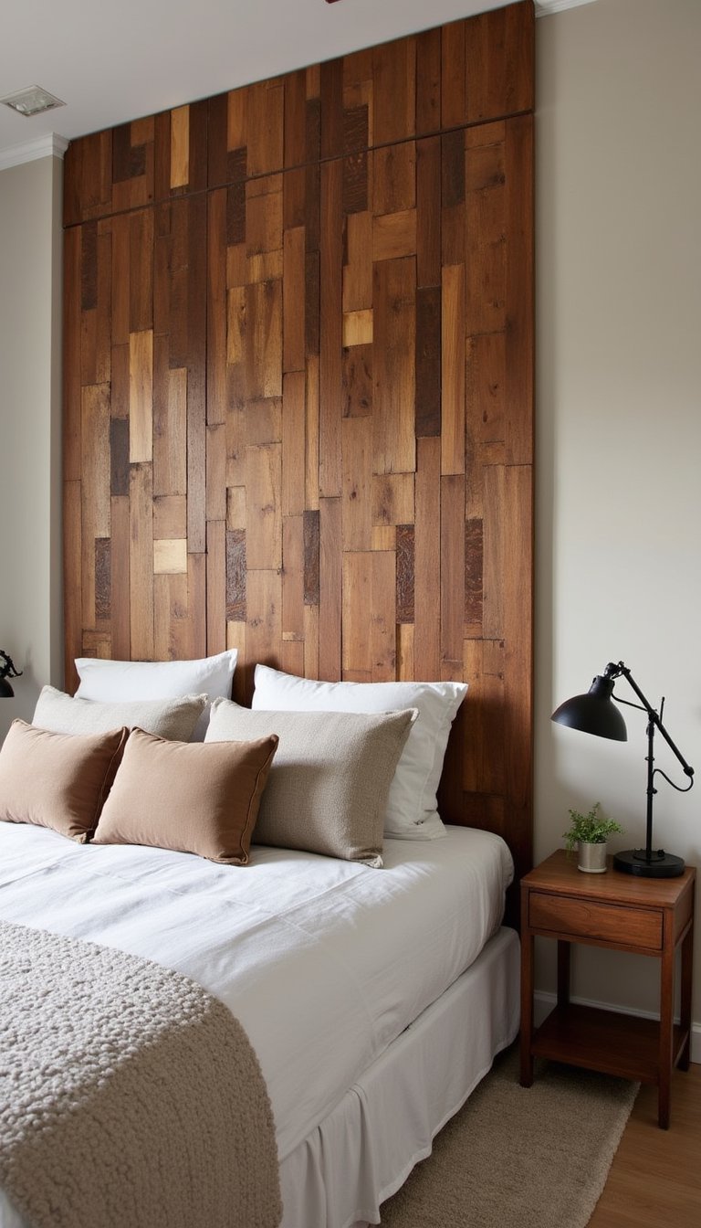 Cabecero De Mosaico Con Maderas Mixtas Y Patina