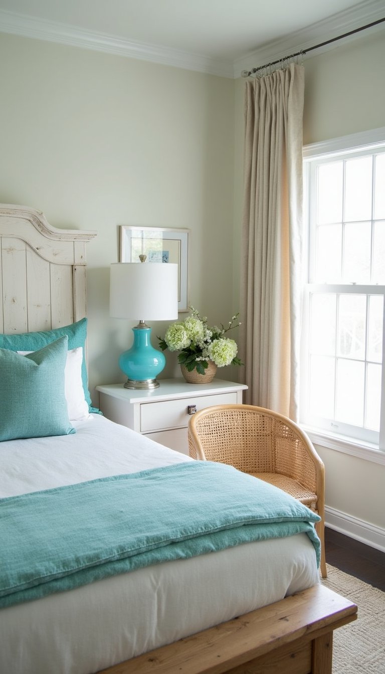 Cabecero En Blanco Pintado Con Toques Costero