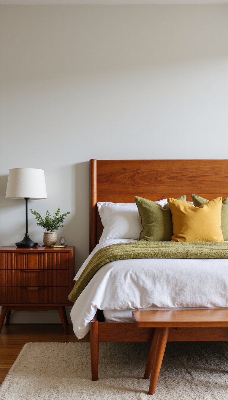 Cabecero Mid-Century Con Patas Y Madera Cálida