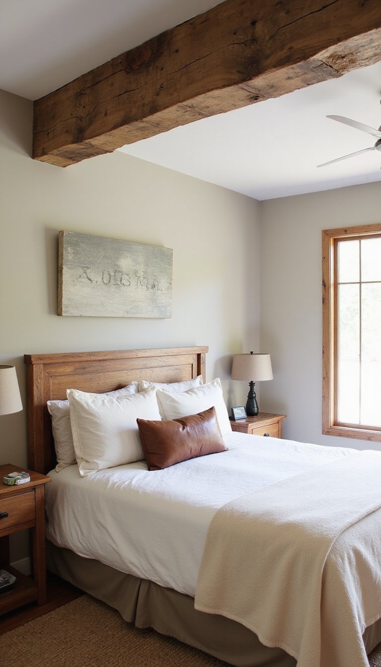 Cabecero Viga De Techo Convertido En Cálido Cabecero