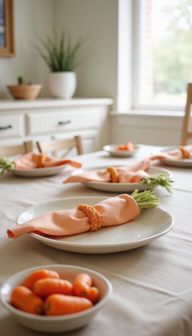 Carrot Napkin Rings And Orange Accents For Playful Tables