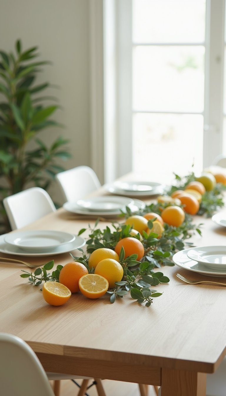 Citrus And Greenery Garland For A Fresh Table Runner