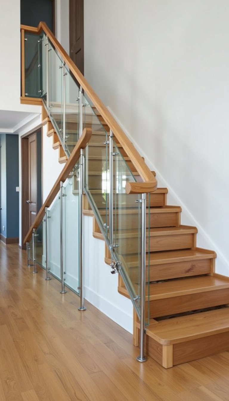 Baranda Con Alternancia De Materiales Modernos