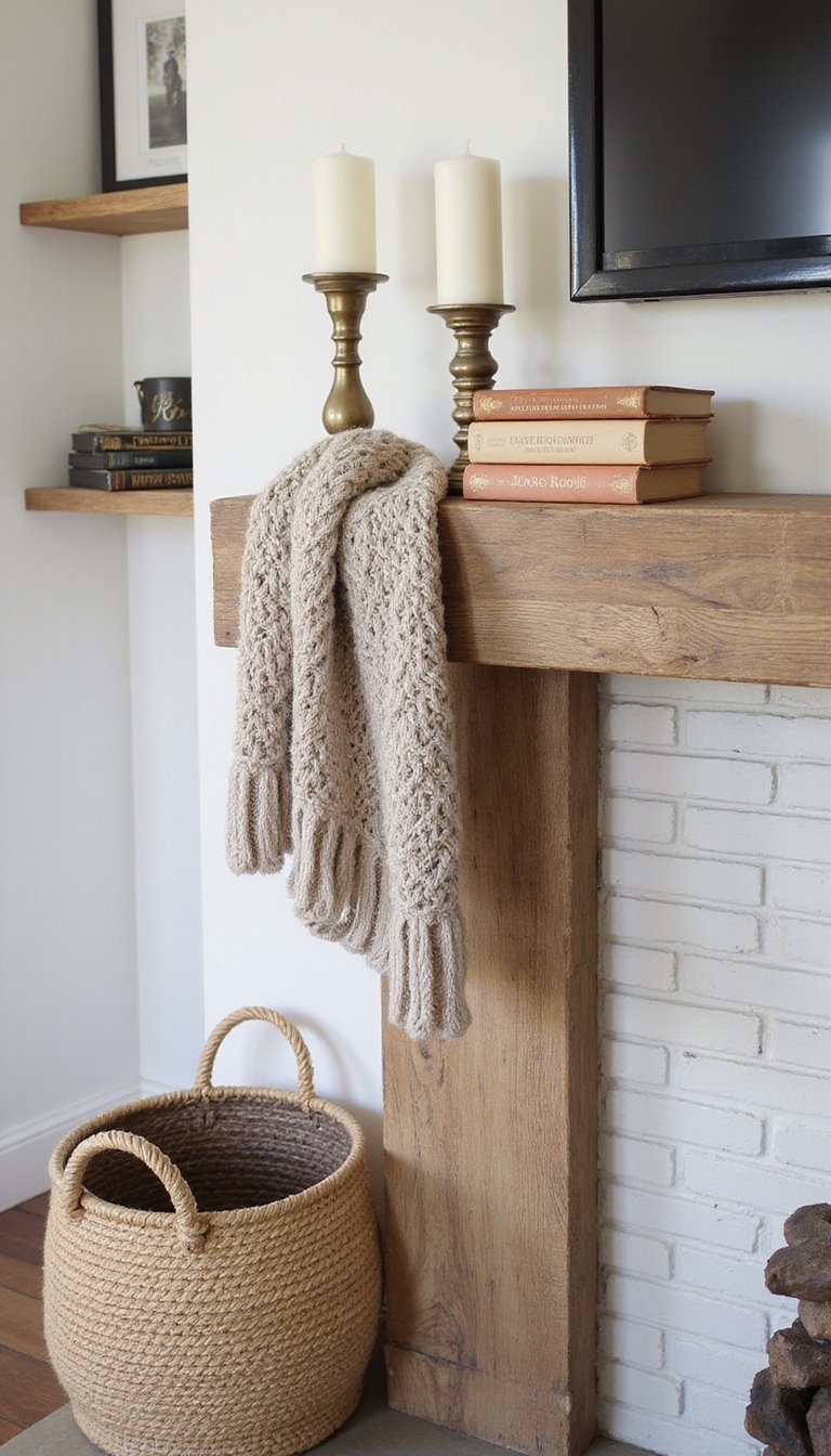 Cozy Layered Mantel With Mixed Textures