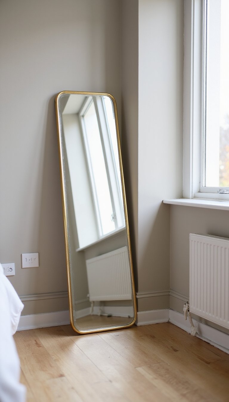 Espejo De Cuerpo Entero Con Marco En Latón Pulido