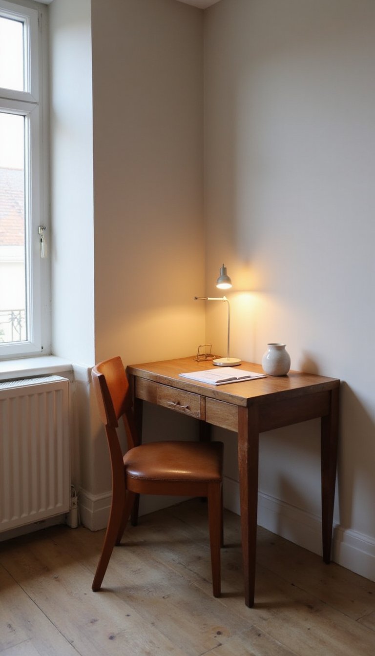 Mesa De Trabajo Pequeña Con Papelera Elegante