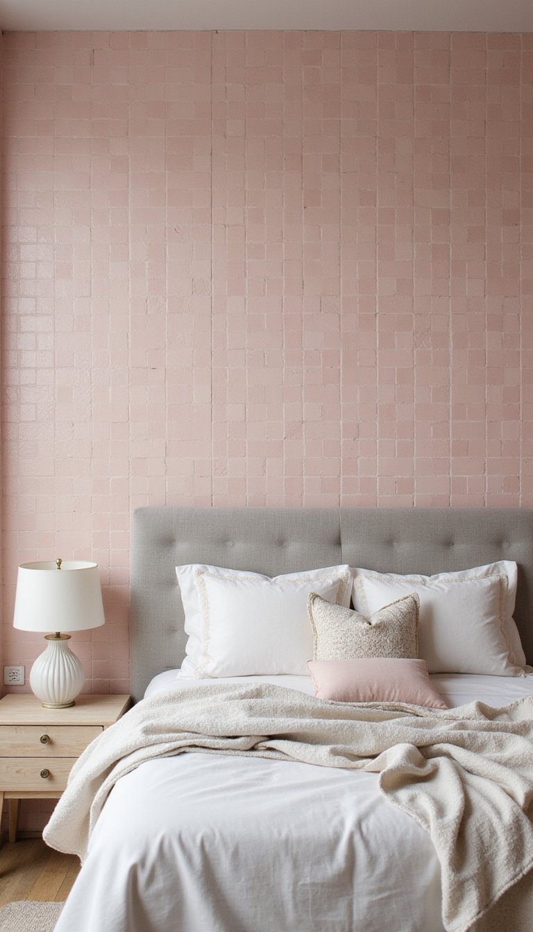 Tête De Lit Zellige Rose Poudré Et Douce