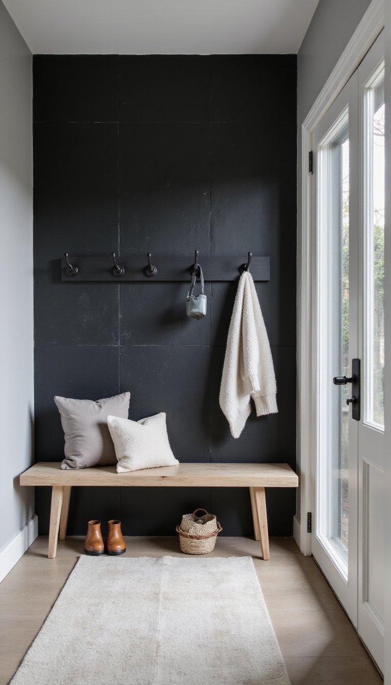 Ardoise Noire En Accent Pour Entrée Moderne