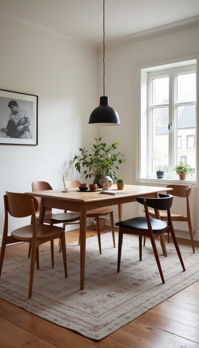 Vintage Patiné Sous Moderne Linéaire Salle À Manger