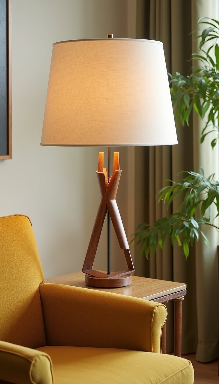 Lámpara De Estilo MidCentury Con Pantalla Trompeta