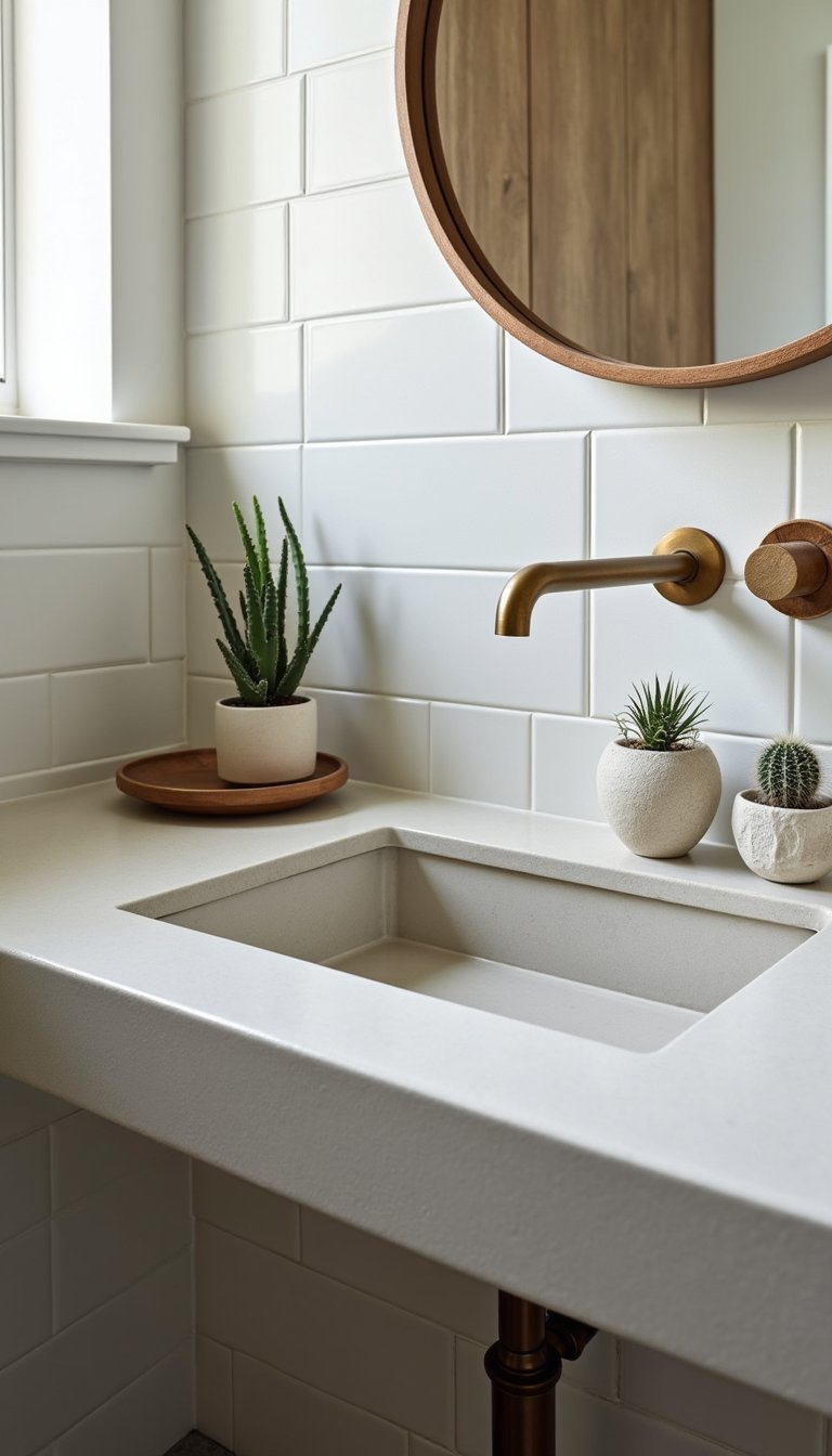 Lavabo Compacto com Cactos em Vaso