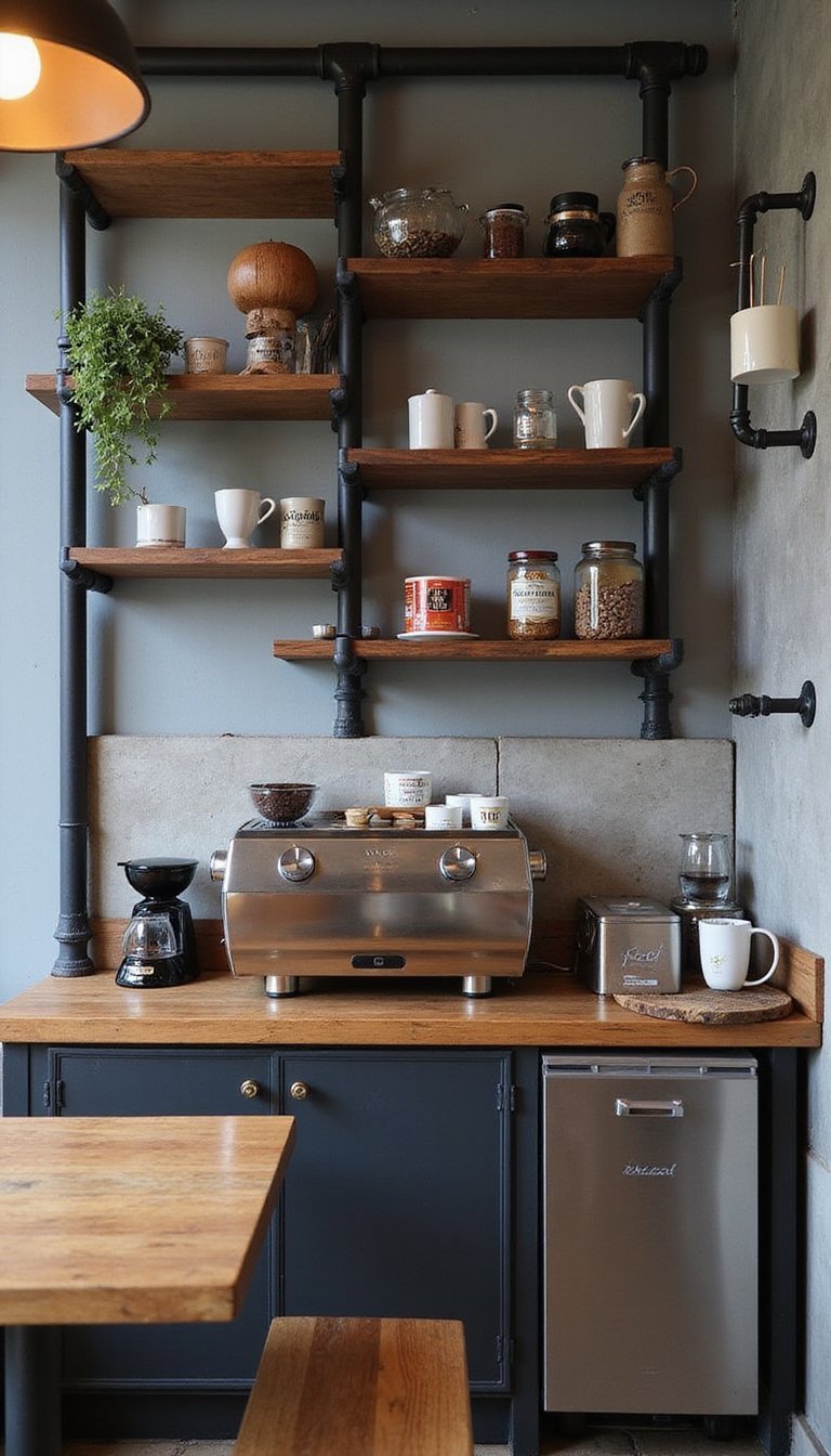 Cantinho Do Café Industrial Com Tubos E Metal