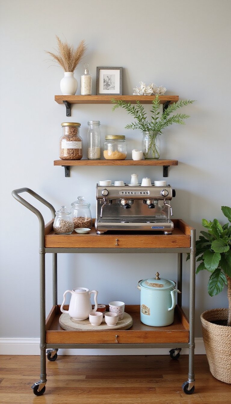 Carrinho Vintage Para Cantinho Do Café Prático