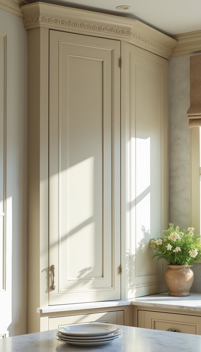 Detalhes Entalhados em Molduras e Cornijas de Armários