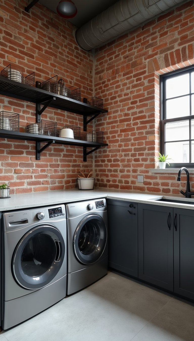 Industrial Com Prateleiras Metálicas e Tijolos