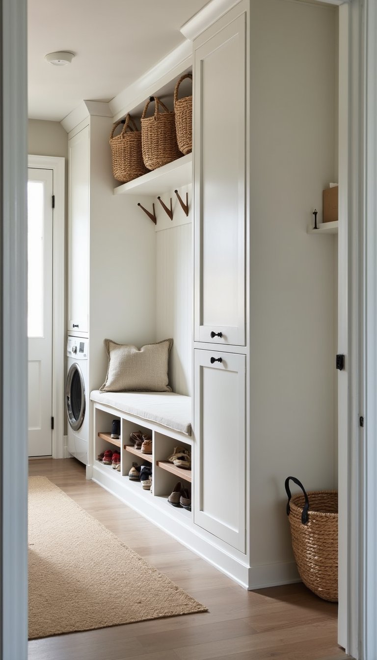 Lavanderia Integrada Com Entrada e Armário Multiuso