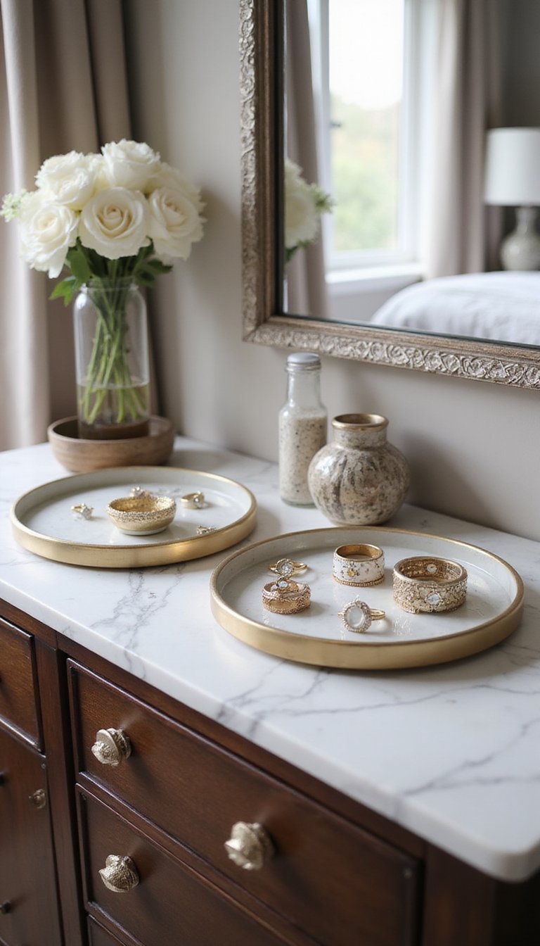 Bandejas Espelhadas no Aparador do Quarto Elegantes