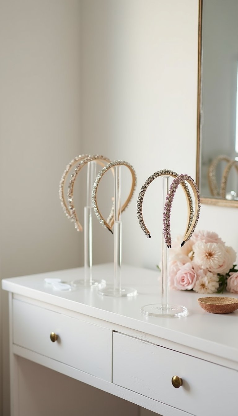 Porta-Tiara de Acrílico Sobre a Cômoda em Destaque