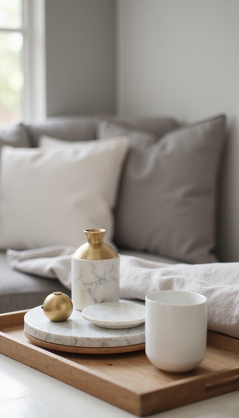 Pequenos Acessórios De Mármore Com Toques De Latão