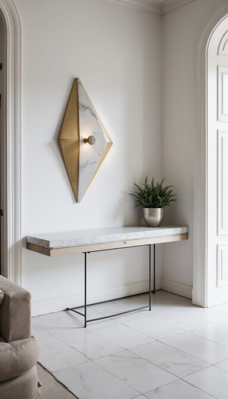 Applique Géométrique En Laiton Et Marbre