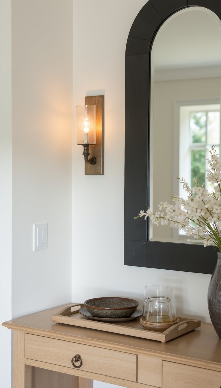 Applique Murale Miroir Intégré Pour Entrée Lumineuse