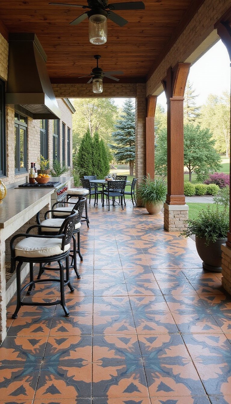 Cuisine Extérieure Avec Sol Résistant Et Stylé