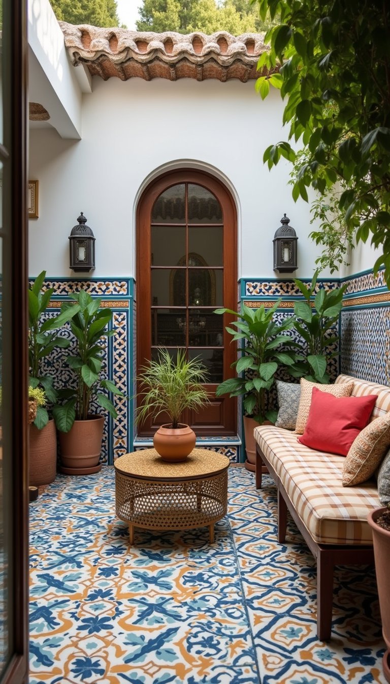 Terrasse Intérieure Avec Carreaux D'inspiration Marocaine